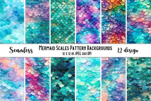 12 Seamless Mermaid Scales Patterns