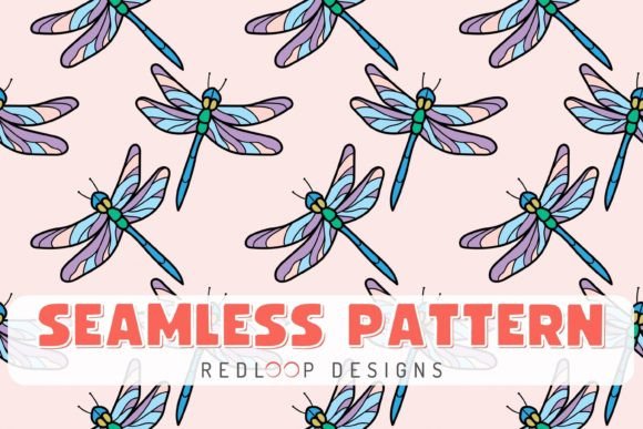 Colorful Dragonfly Seamless Pattern