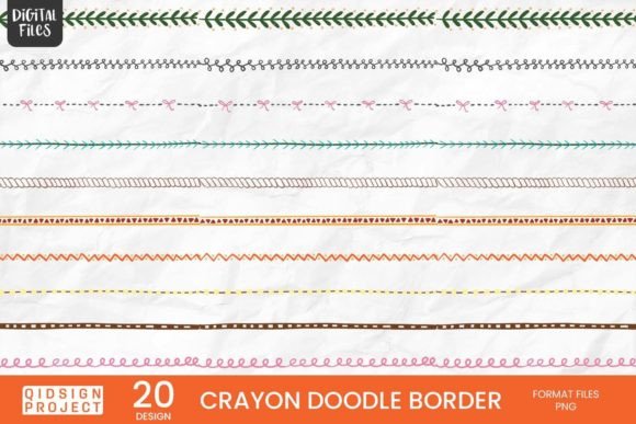 Crayon Doodle Border 20 Variations for Creative Projects
