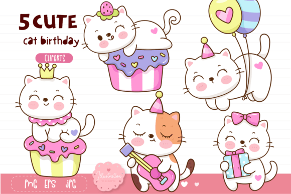 Cute Cat Birthday Party: Kawaii Baby Designs