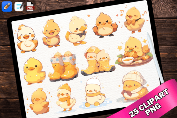 Cute Kawaii Baby Duck Clipart PNG for Digital Designs