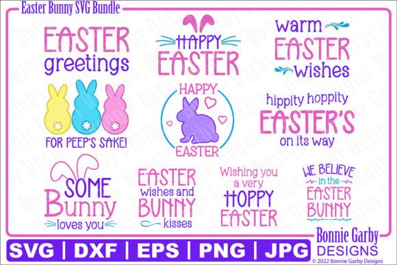 Easter Bunny SVG Bundle -Clip Art Quotes