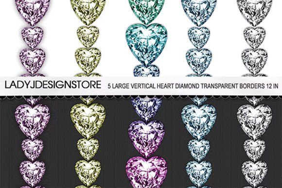 Heart Diamond Digital ClipArt Border: Elevating Your Creative Projects with Premium Rhinestone Graphics
