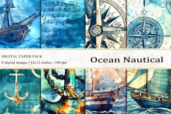 Ocean Nautical Digital Papers: Elevating Creative Projects with AI-Generated Marine Aesthetics
