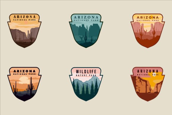 Set of Arizona Emblem Logo Vector Design for Branding
