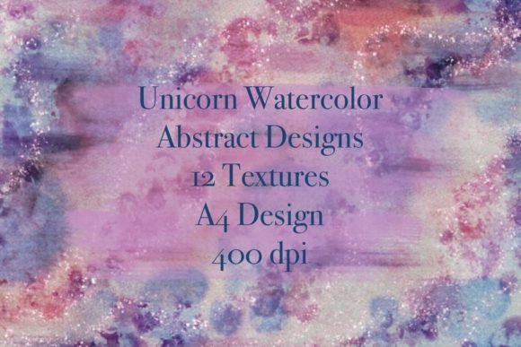Unicorn Watercolor Abstract Textural Set
