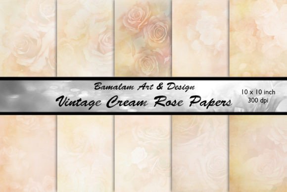Vintage Cream Rose Scrapbook Papers